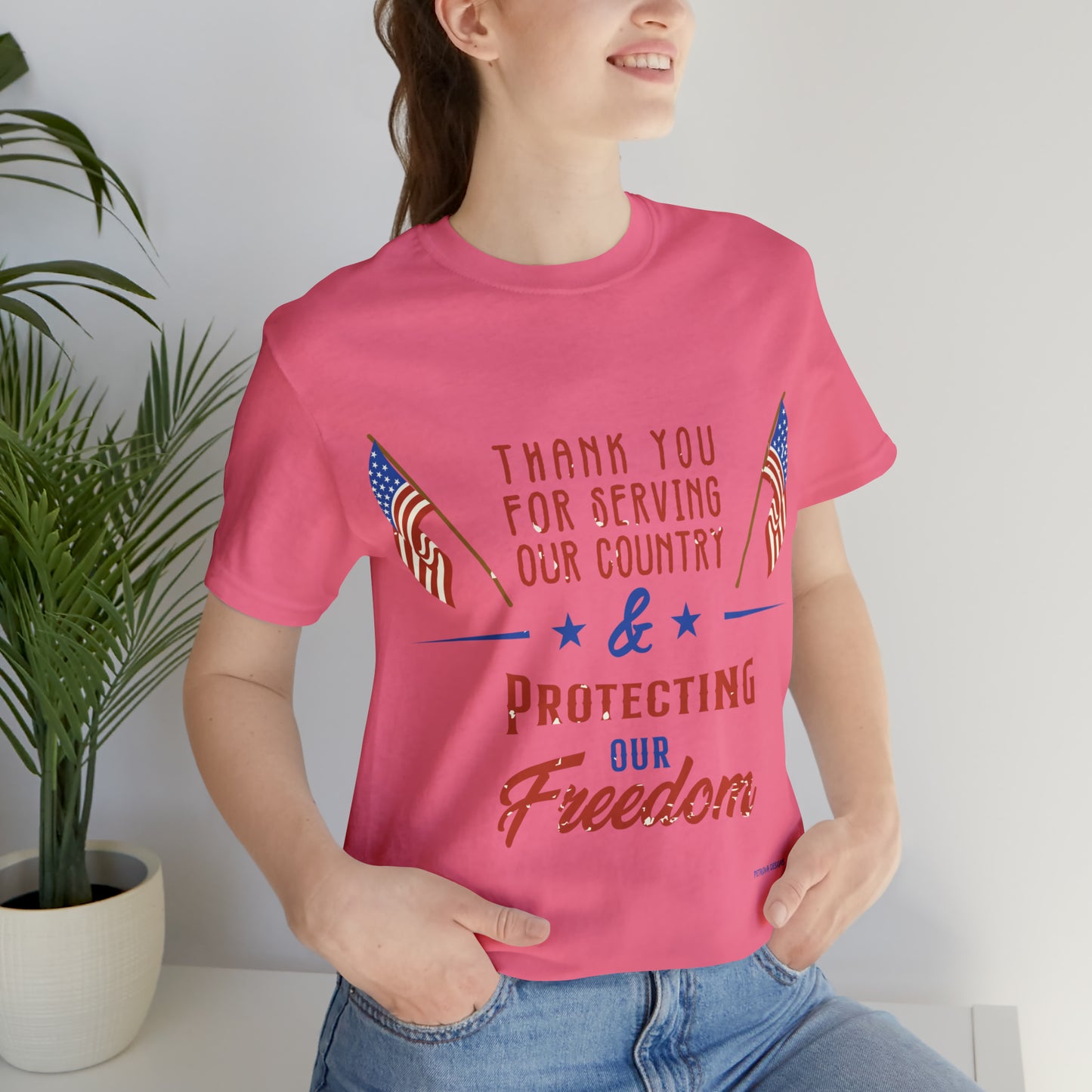 Charity Pink T-Shirt Tshirt Design Gift for Friend and Family Short Sleeved Shirt Veterans Day Petrova Designs