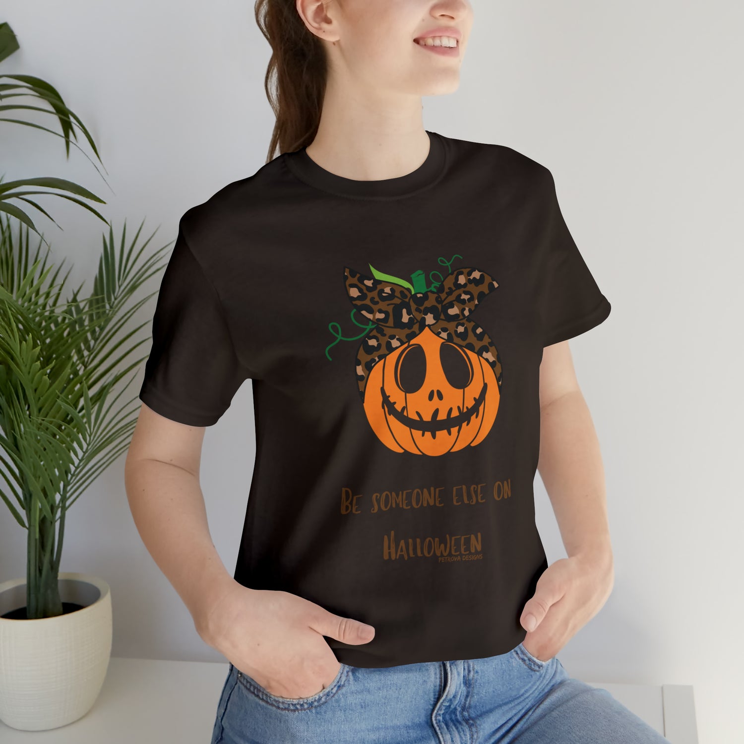 Halloween Pumpkin T-Shirt Brown T-Shirt Petrova Designs