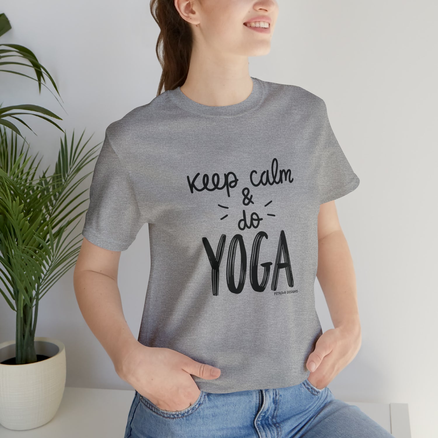 Yoga Theme T-Shirt | For Yoga Lovers Athletic Heather T-Shirt Petrova Designs