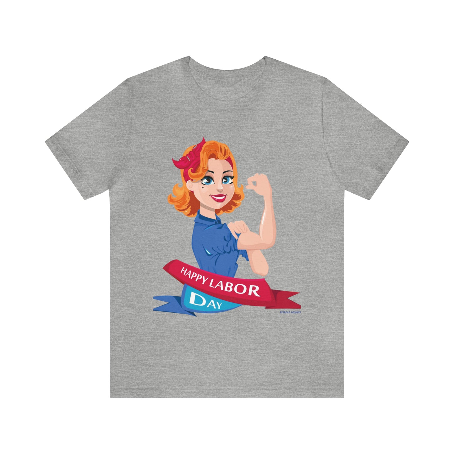 Happy Labor Day Tee | Labor Day T-Shirt Athletic Heather T-Shirt Petrova Designs