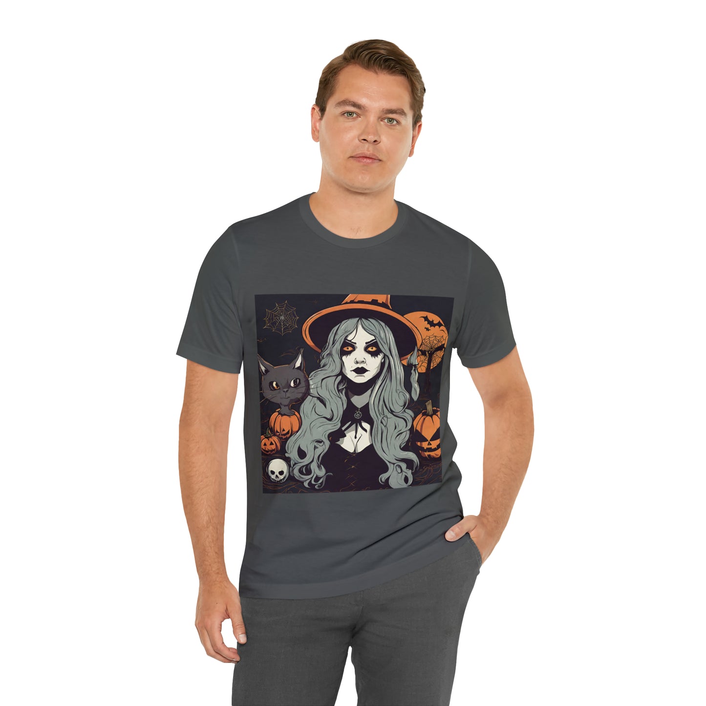 Halloween T-Shirt with Witch And a Spooky Cat T-Shirt | Halloween Gift Ideas T-Shirt Petrova Designs