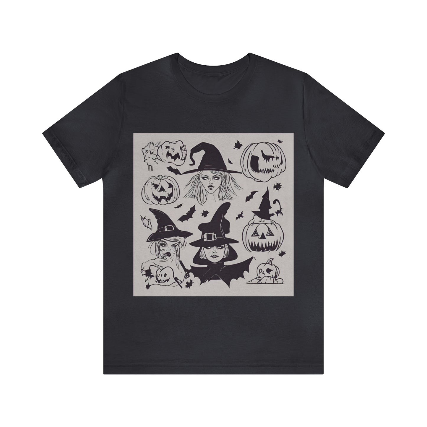 Dark Grey T-Shirt Tshirt Design Halloween Gift for Friend and Family Short Sleeved Shirt Petrova Designs