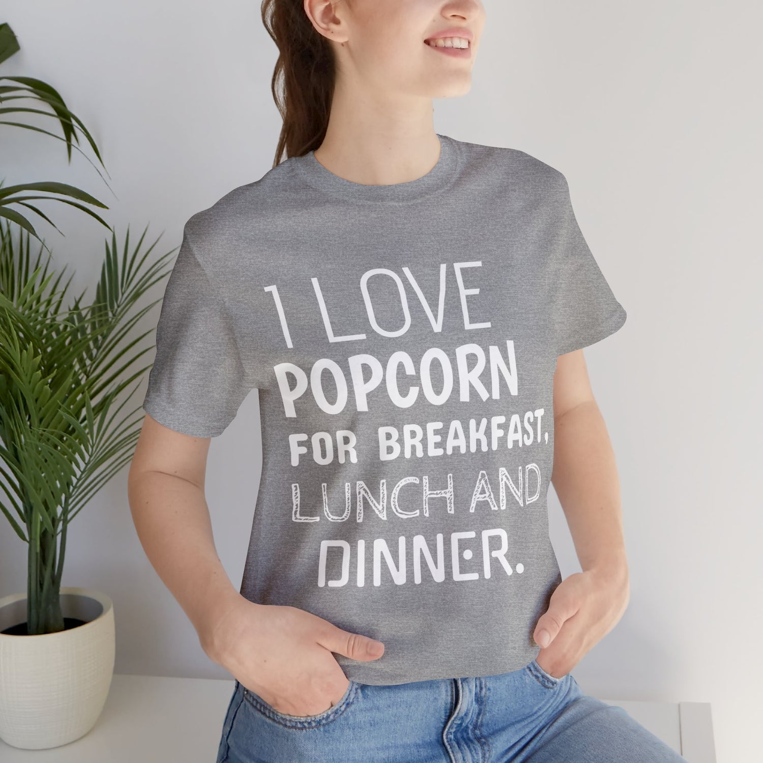 Popcorn T-Shirt | For Movie Nights or Foodies Athletic Heather T-Shirt Petrova Designs