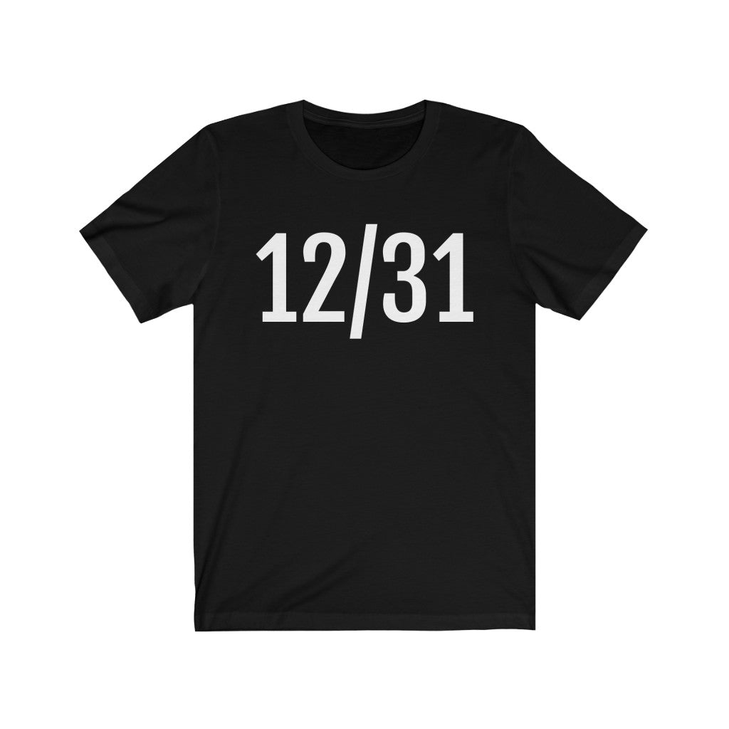 Black T-Shirt 12/31 Numbered Tee Shirt with Numbers On Them for Numbered T-Shirt Outfit New Years Petrova Designs