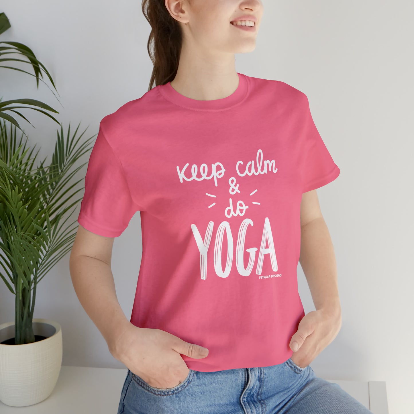 Yoga Theme T-Shirt | For Yoga Lovers Charity Pink T-Shirt Petrova Designs
