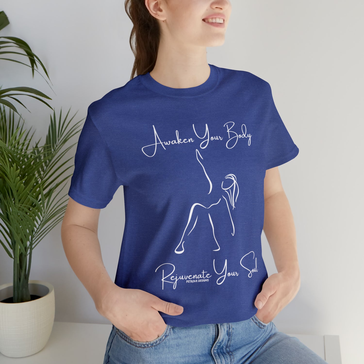 Heather True Royal T-Shirt Tshirt Design Gift for Friend and Family Short Sleeved Shirt Yoga Petrova Designs