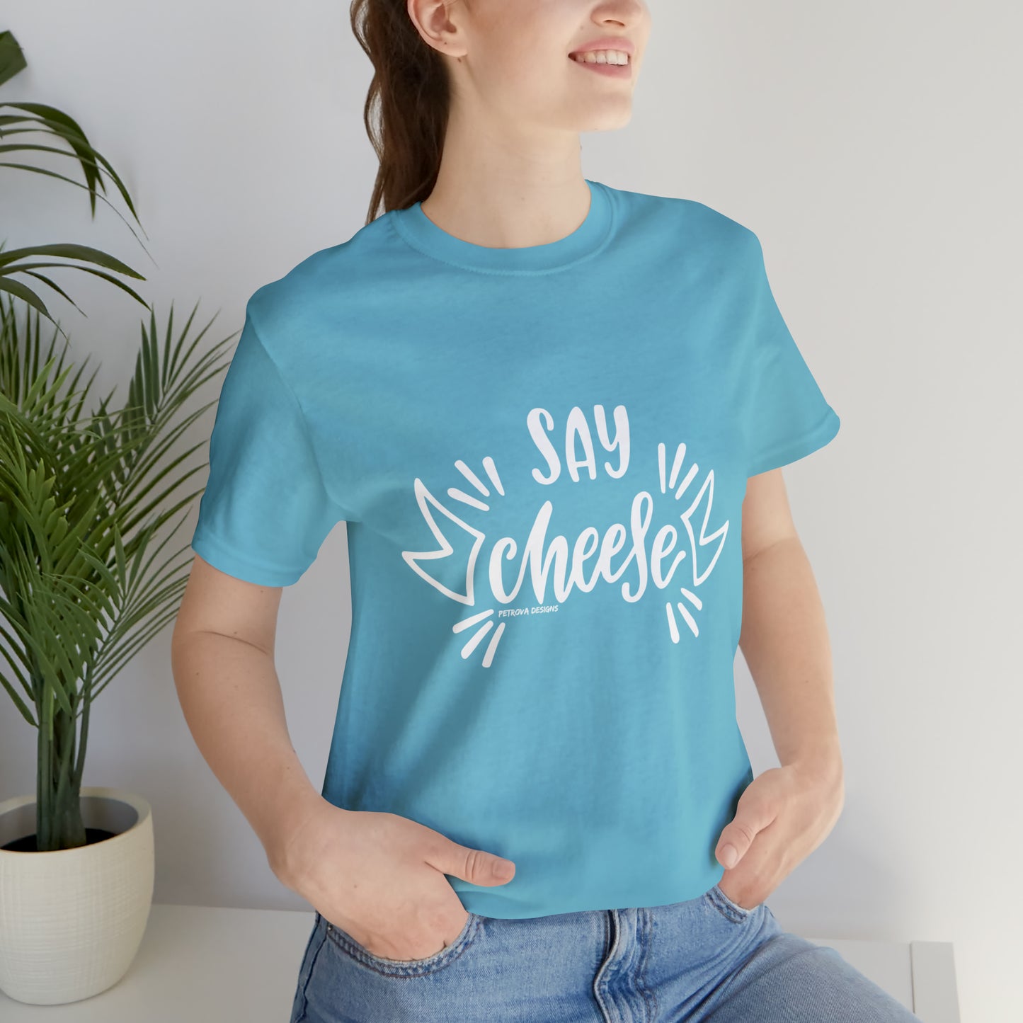 Turquoise T-Shirt Tshirt Design Gift for Friend and Family Short Sleeved Shirt Petrova Designs