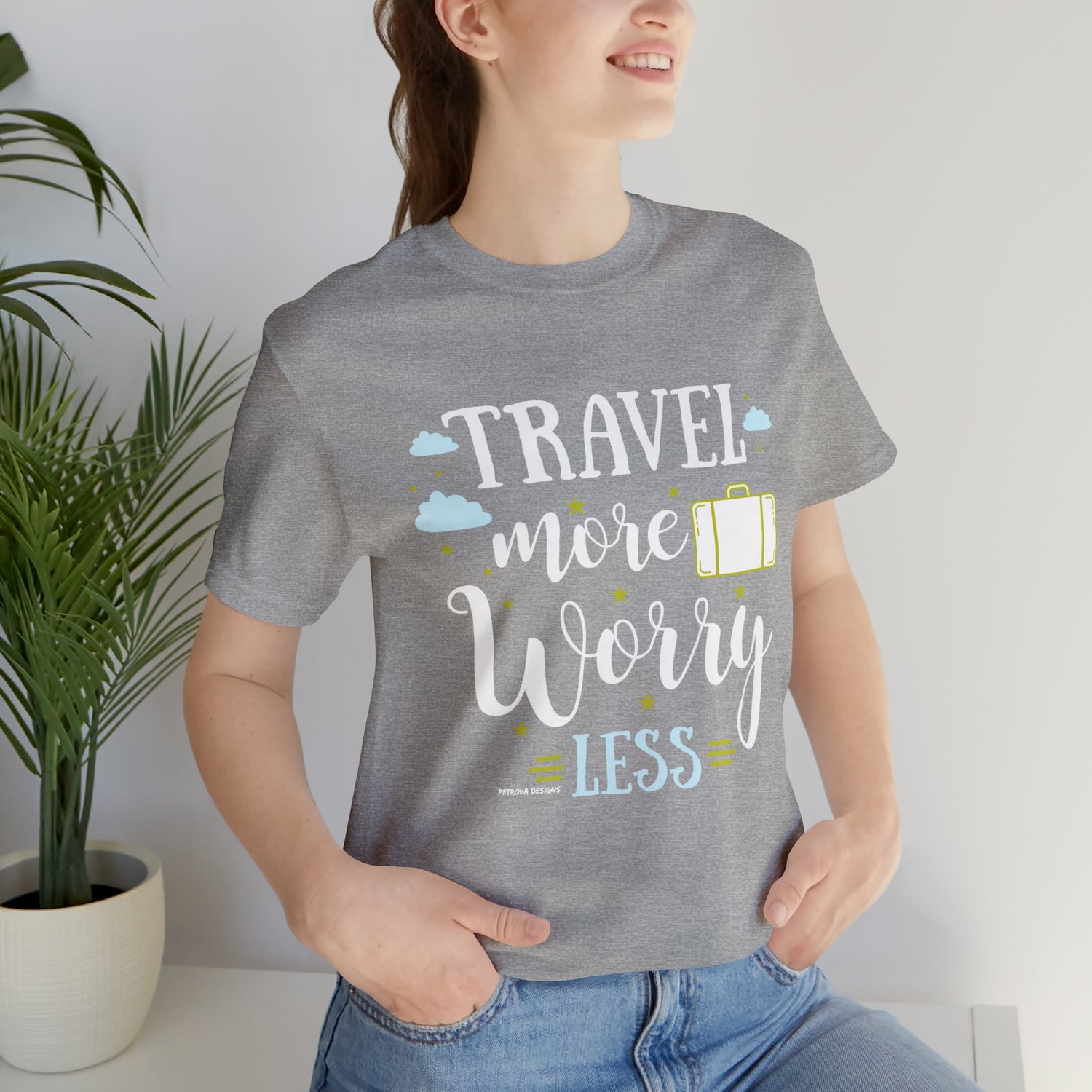 Traveler T-Shirt | For Travel Lovers Athletic Heather T-Shirt Petrova Designs