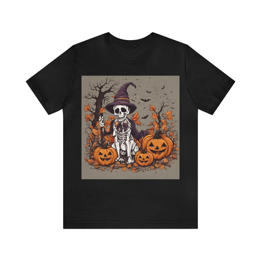 T-Shirt Shirt Halloween for Men & Women Short Sleeved Shirts for Halloween Outfit Skeleton Pumpkin Petrova Designs