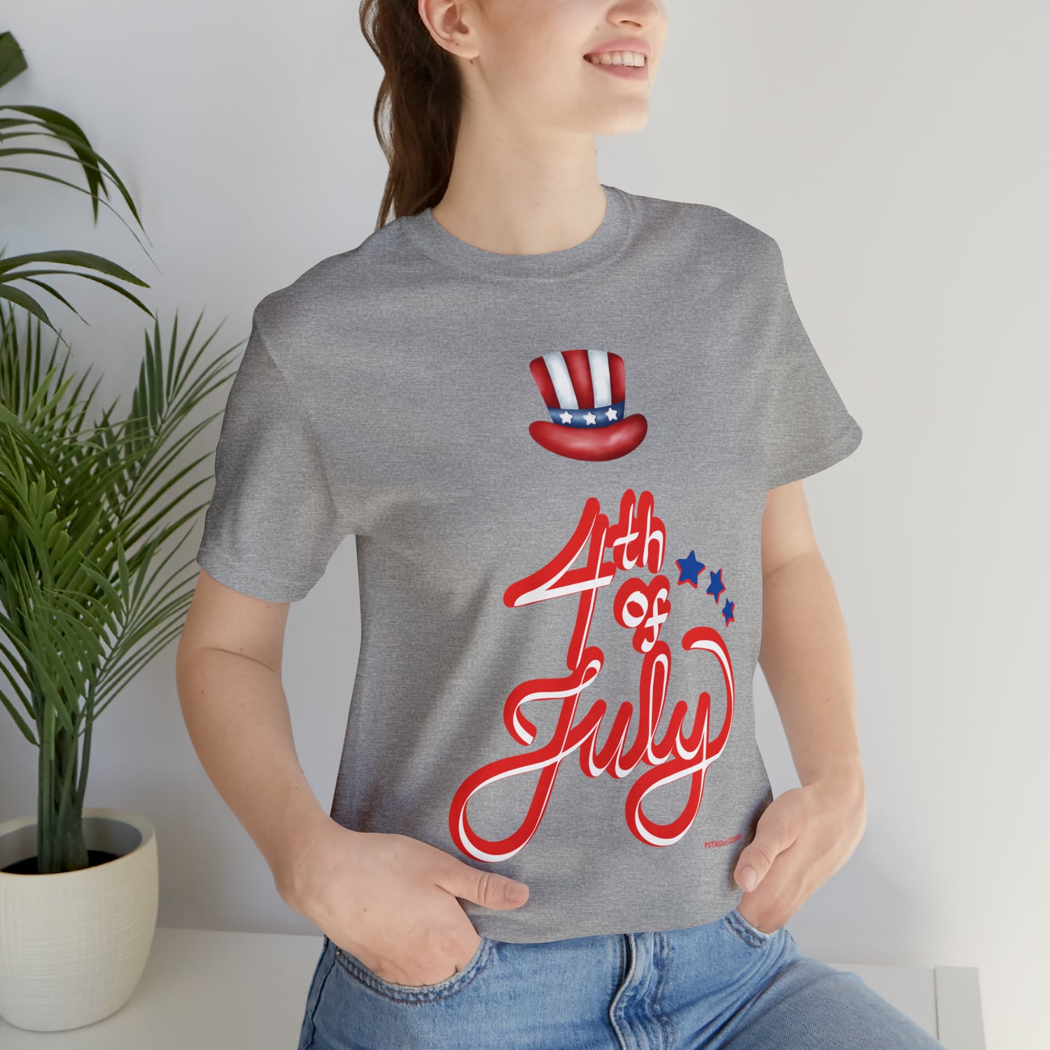 Athletic Heather T-Shirt Tshirt Design Gift for Friend and Family Short Sleeved Shirt 4th of July Independence Day Petrova Designs