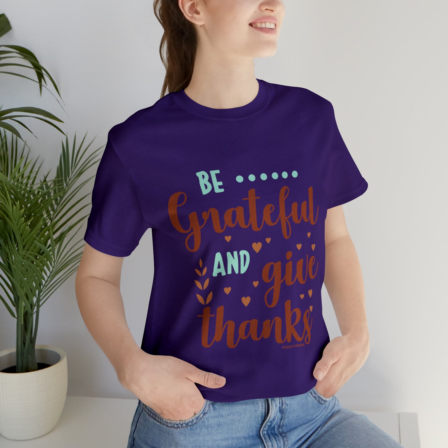 Thanksgiving Gratitude T-Shirt Team Purple T-Shirt Petrova Designs