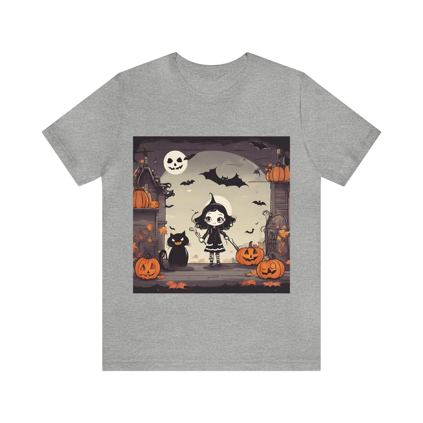 Halloween Cute T-Shirt | Halloween Gift Ideas Athletic Heather T-Shirt Petrova Designs
