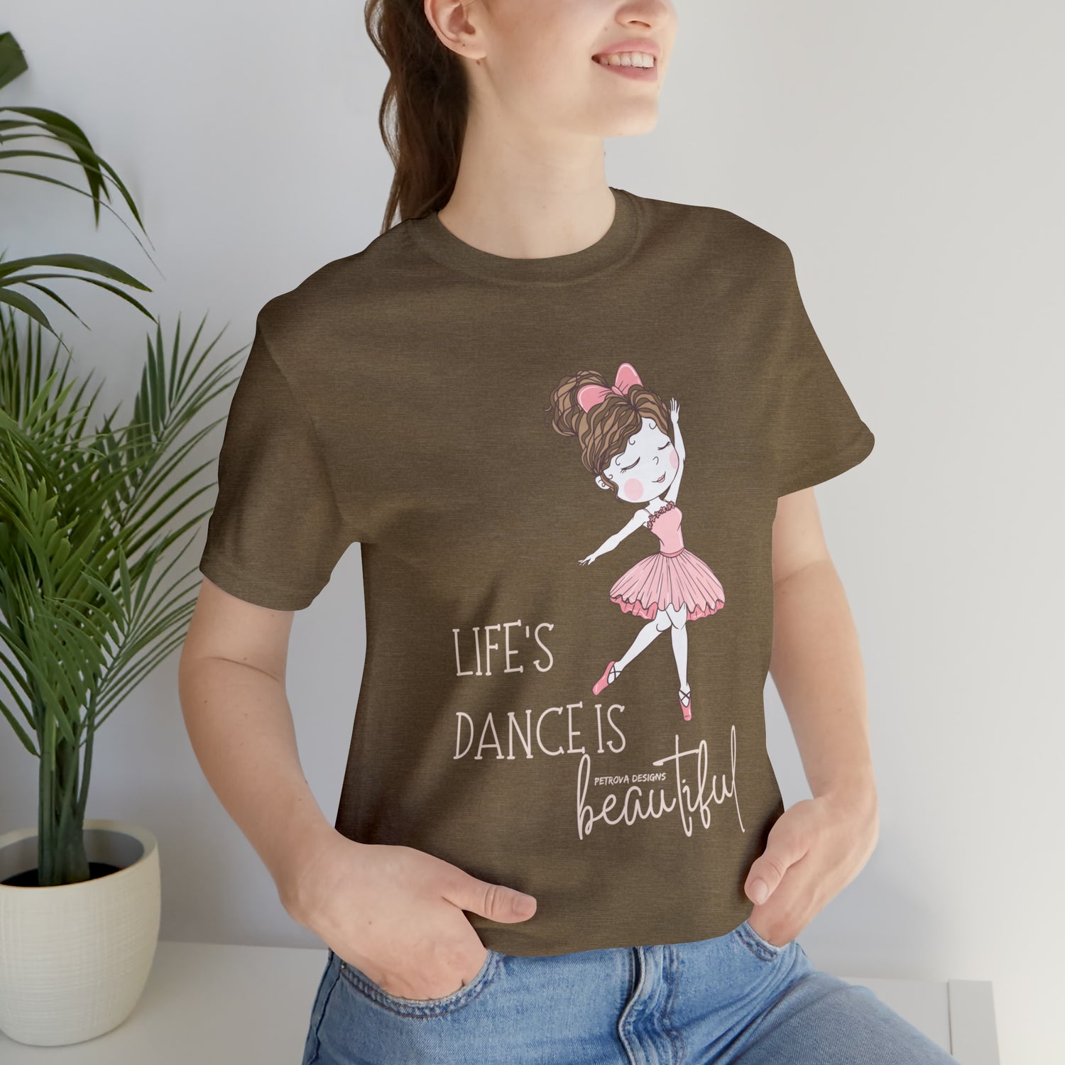 T-Shirt for Ballerinas and Dancers | Dancer Gift Idea Heather Olive T-Shirt Petrova Designs