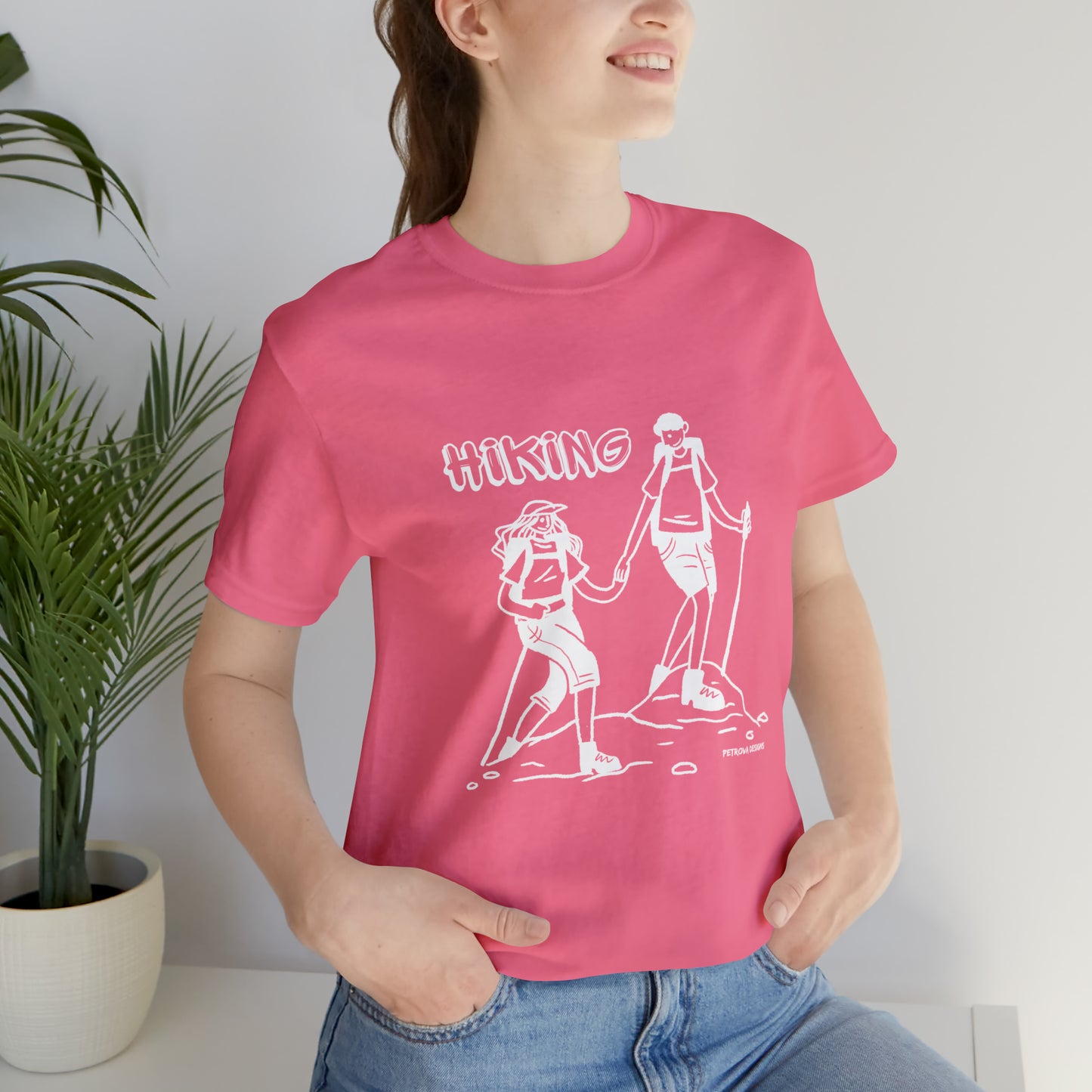 Hiking Enthusiast T-Shirt | Hiker Gift Idea Charity Pink T-Shirt Petrova Designs