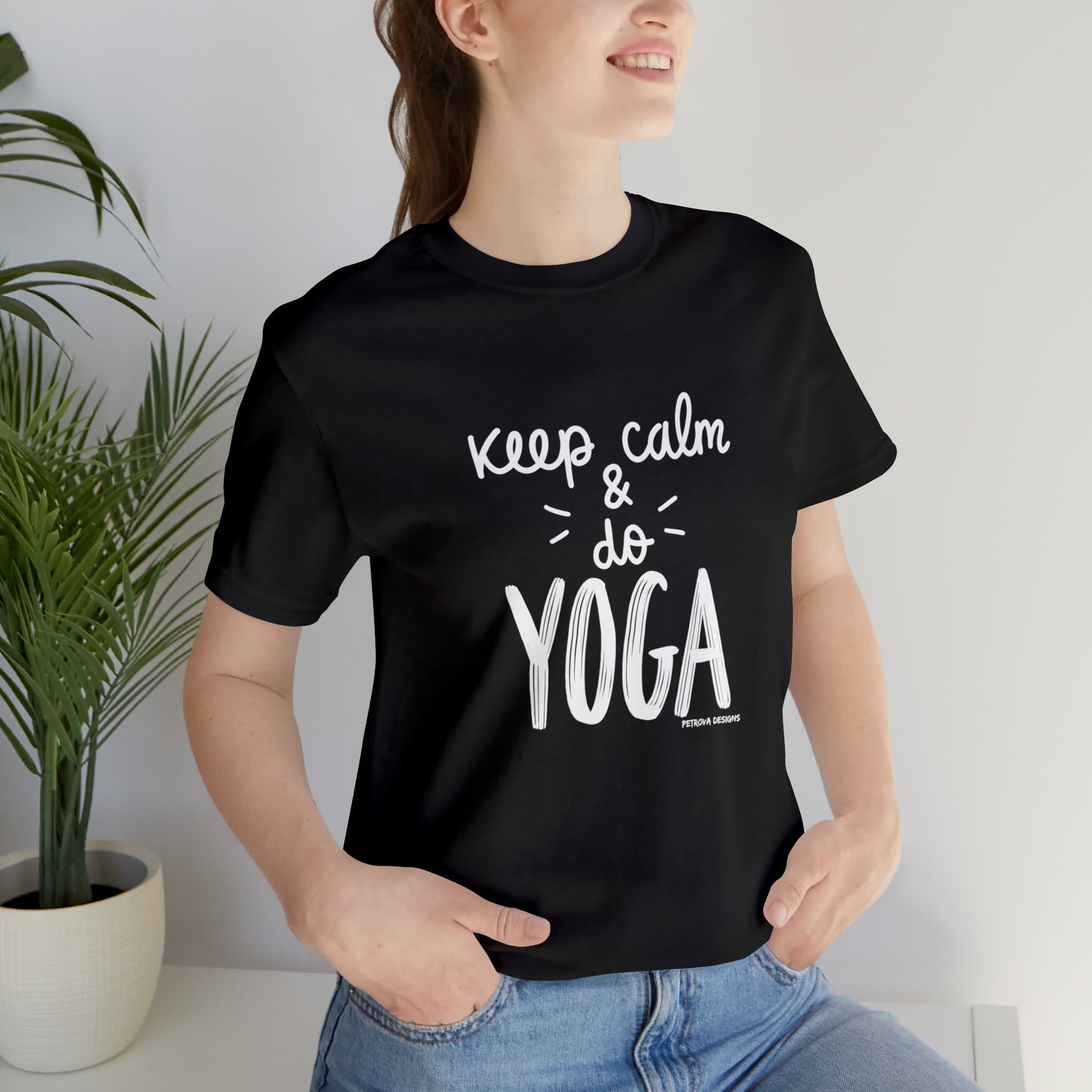 Black T-Shirt Tshirt Design Gift for Friend and Family Short Sleeved Shirt Yoga Petrova Designs