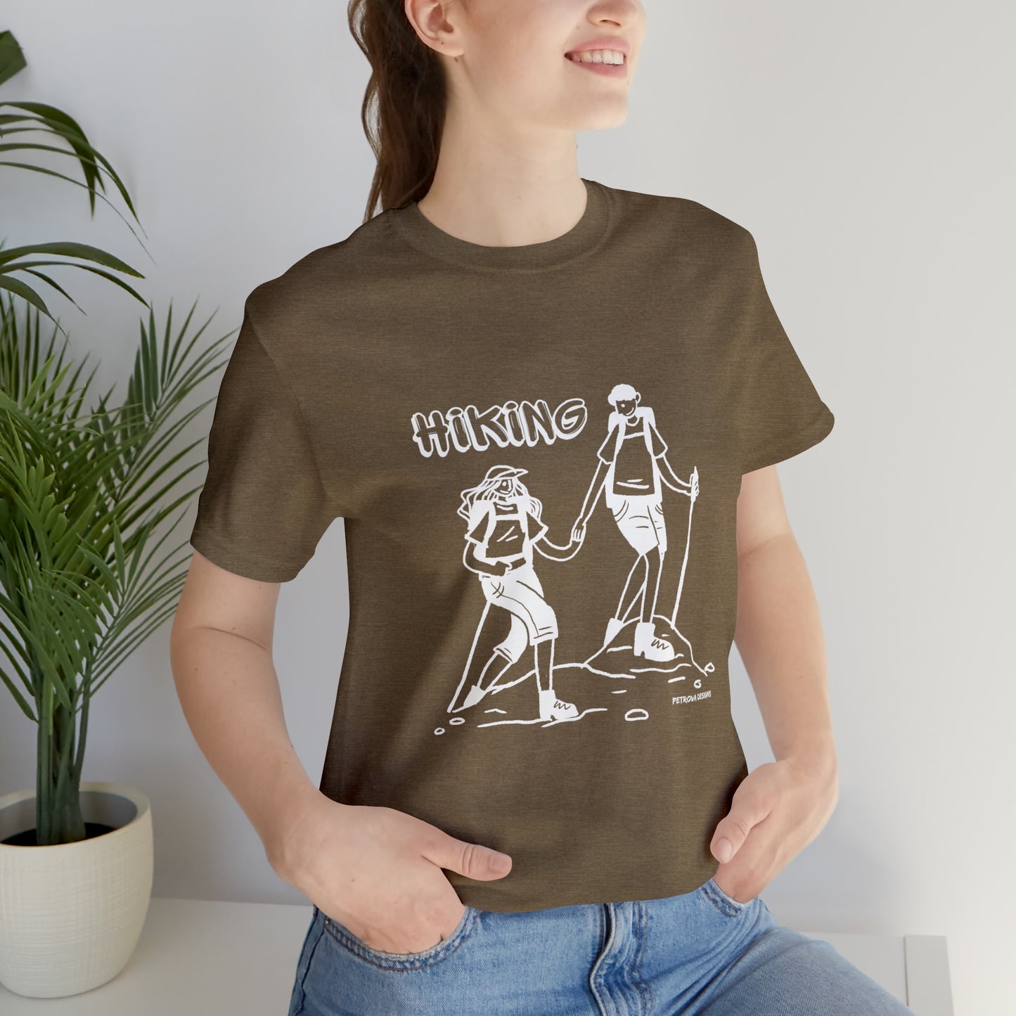 Hiking Enthusiast T-Shirt | Hiker Gift Idea Heather Olive T-Shirt Petrova Designs