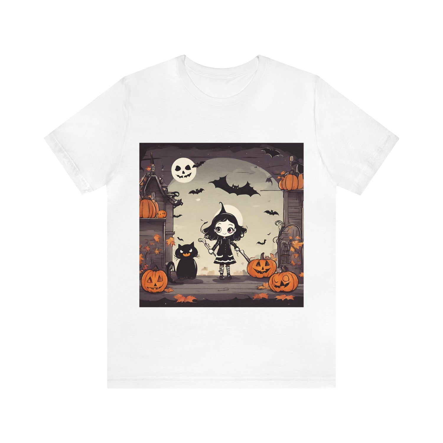 White T-Shirt Tshirt Design Halloween Gift for Friend and Family Short Sleeved Shirt Petrova Designs
