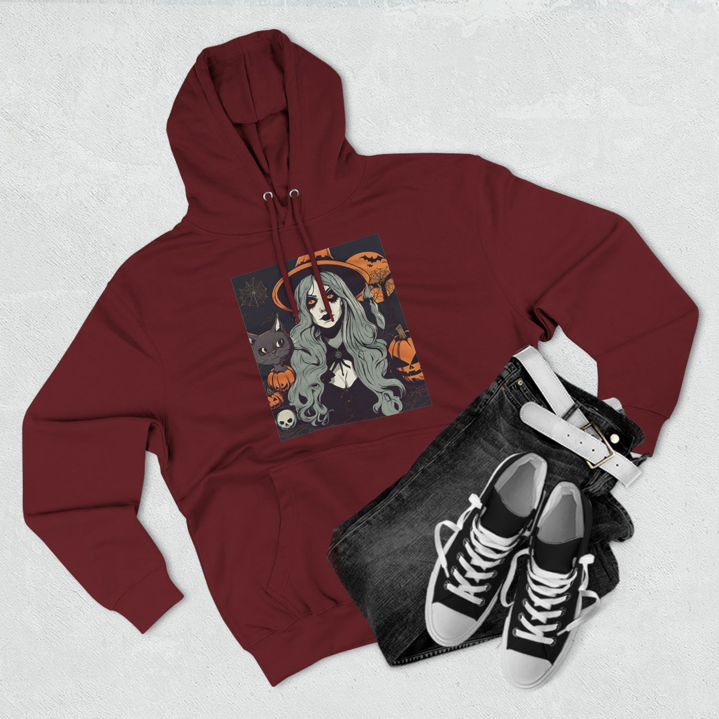 Halloween Witch and A Cat Hoodie | Halloween Gift Ideas Hoodie Petrova Designs