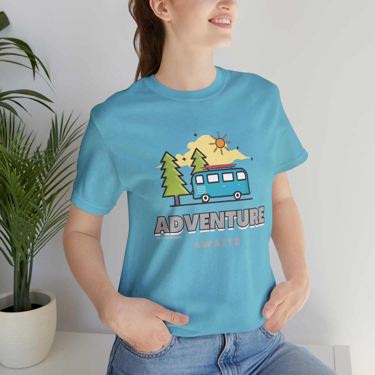 T-Shirt for Travelers | Traveler Tee Gift Idea | Adventurer Turquoise T-Shirt Petrova Designs