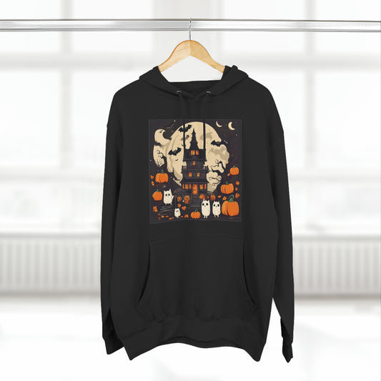 Halloween Scary House Hoodie | Halloween Gift Ideas Black Hoodie Petrova Designs