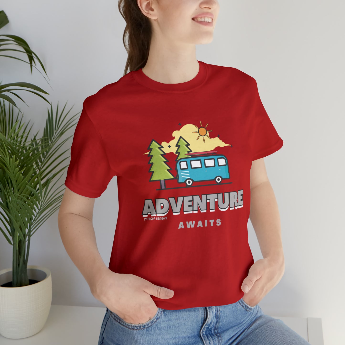 T-Shirt for Travelers | Traveler Tee Gift Idea | Adventurer Red T-Shirt Petrova Designs