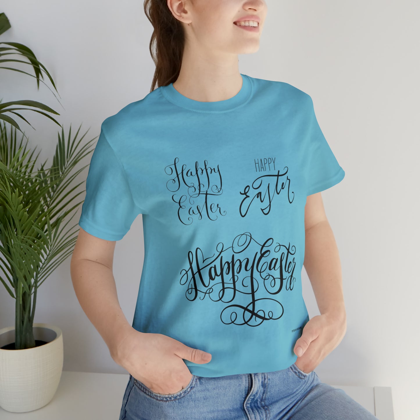 Happy Easter T-Shirt | Easter Tee Turquoise T-Shirt Petrova Designs