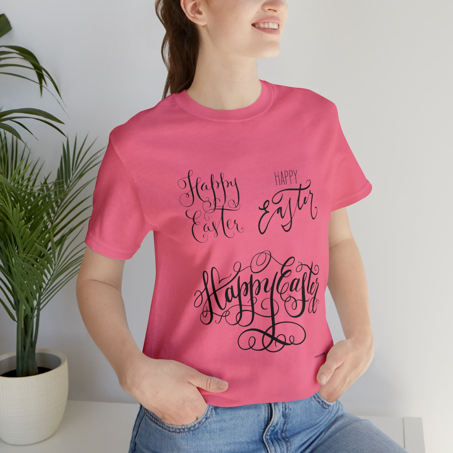 Happy Easter T-Shirt | Easter Tee Charity Pink T-Shirt Petrova Designs