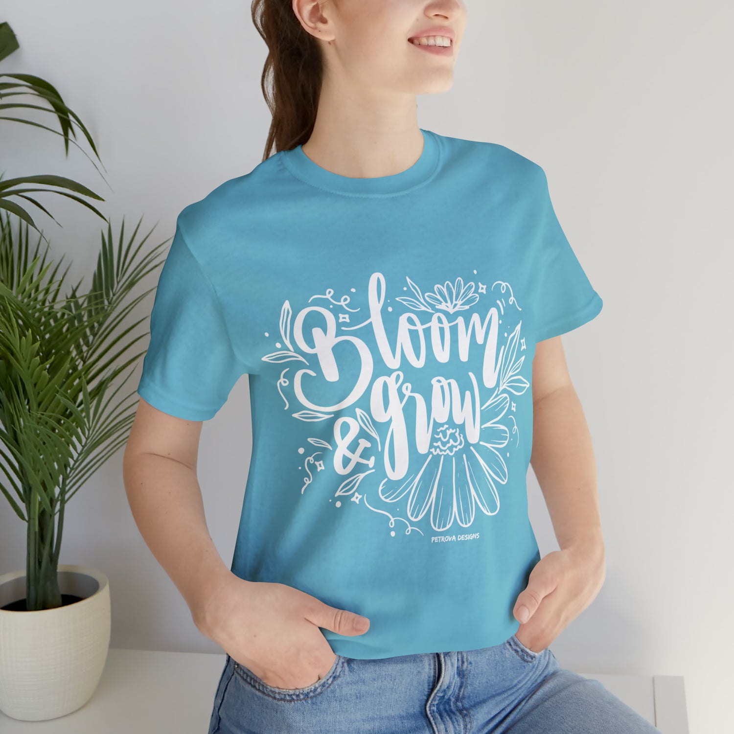 Positive T-Shirt | Glow Tee Turquoise T-Shirt Petrova Designs