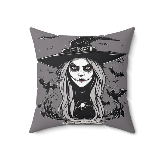 Scary Witch Throw Pillow | Halloween Home Décor 18" × 18" Home Decor Petrova Designs