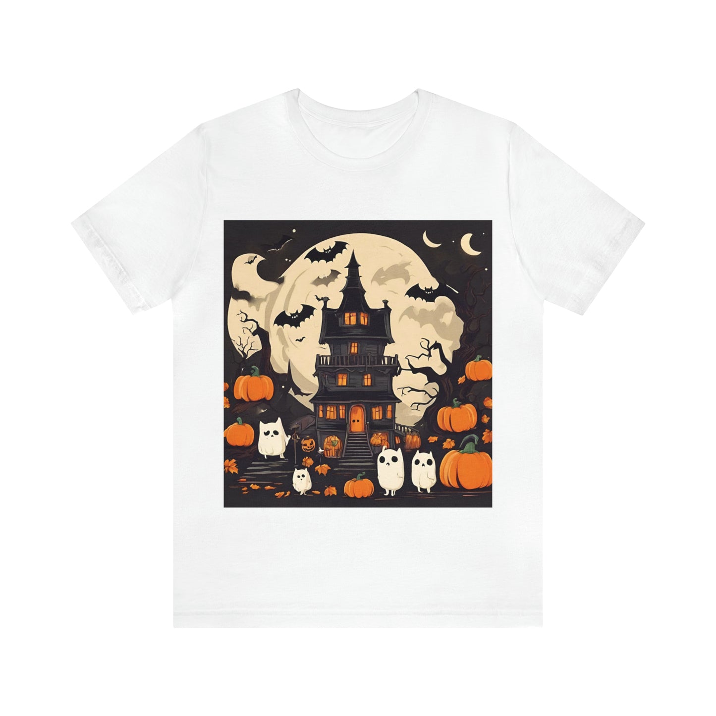 Halloween T-Shirt With Scary House | Halloween Gift Ideas White T-Shirt Petrova Designs