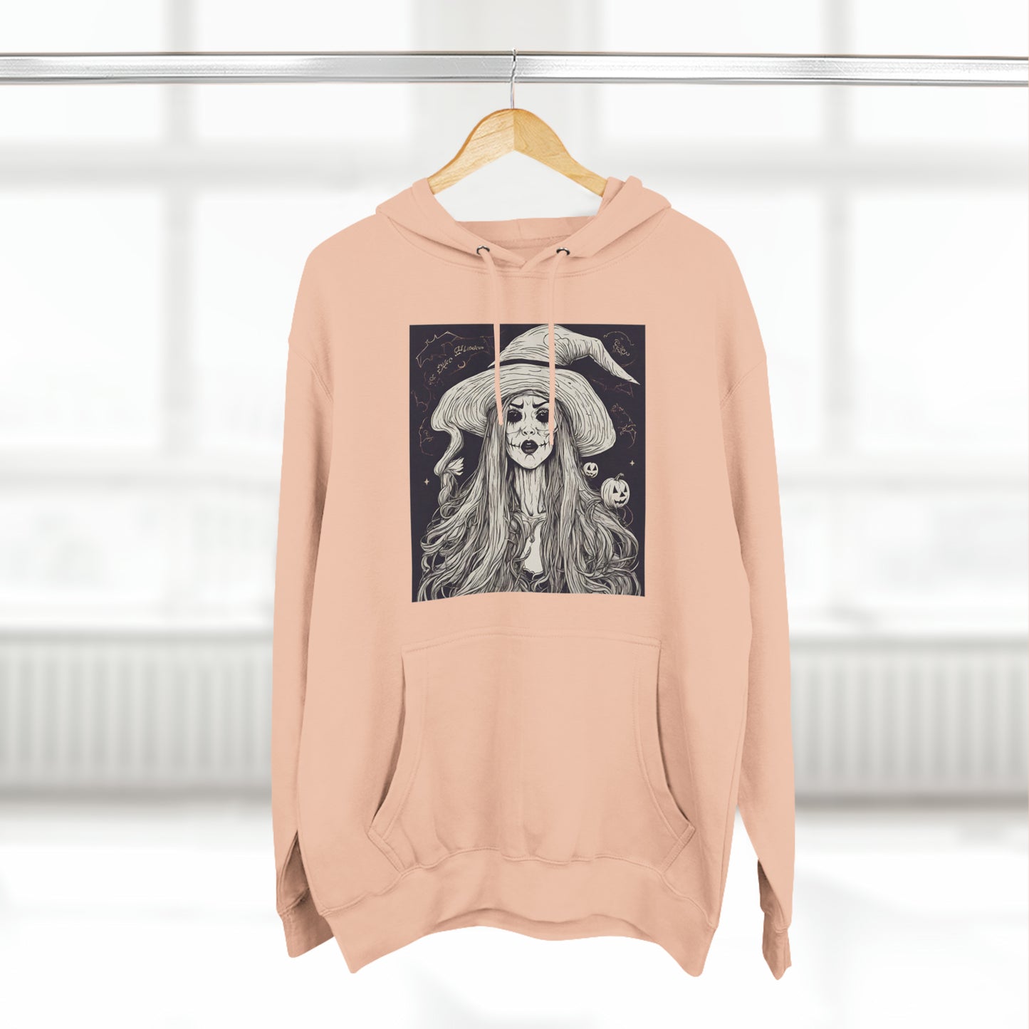 Halloween Scary Witch Hoodie | Halloween Gift Ideas Pale Pink Hoodie Petrova Designs