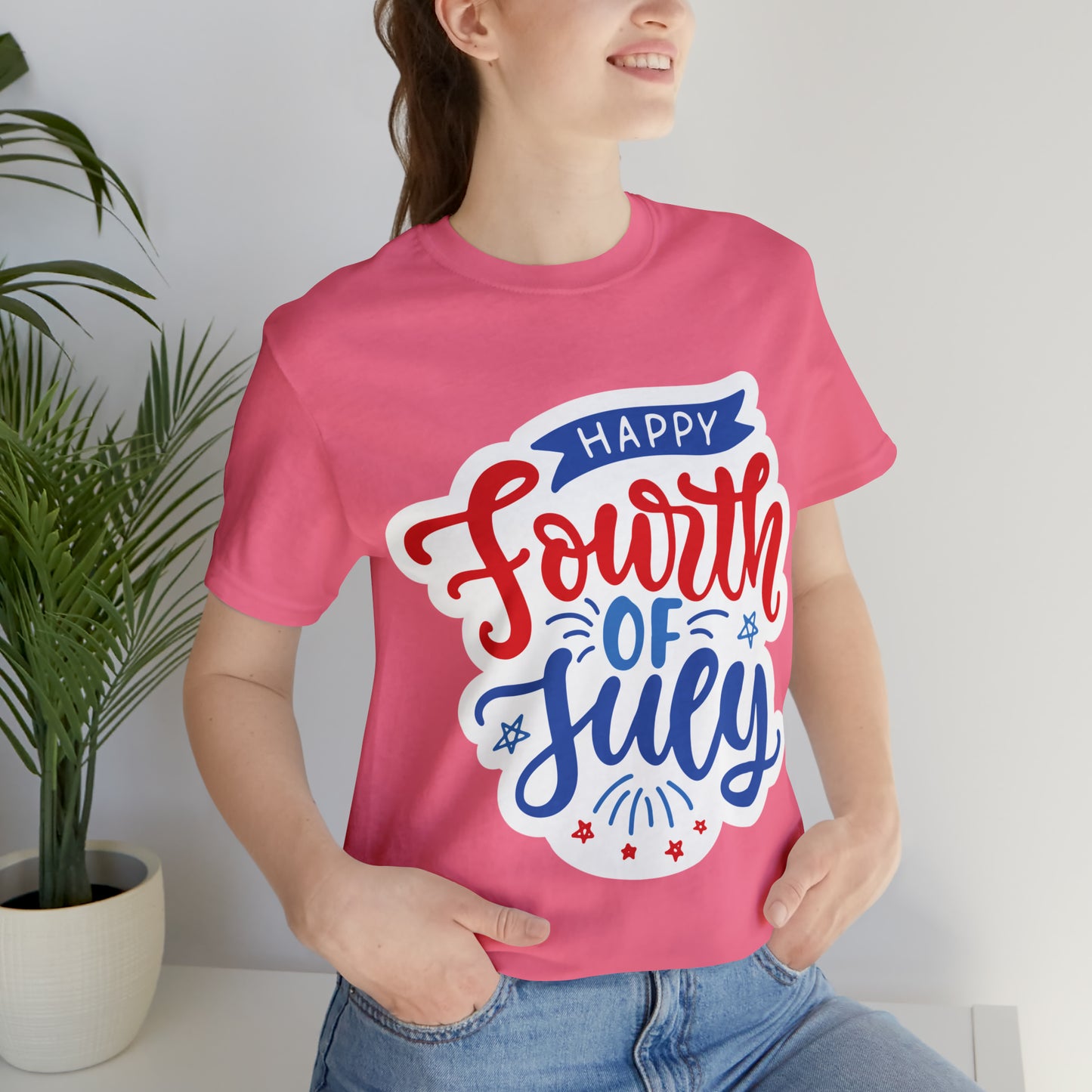 Charity Pink T-Shirt Tshirt Design Gift for Friend and Family Short Sleeved Shirt July 4th Independence Day Petrova Designs