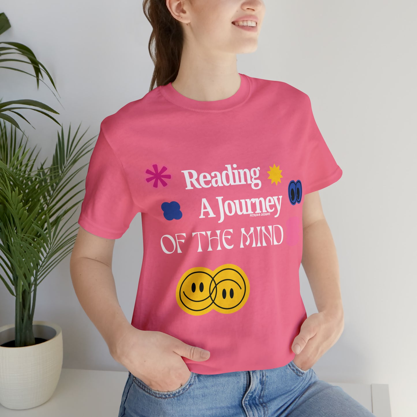 Reader T-Shirt | Reader Gift Idea | For Reading Lovers Charity Pink T-Shirt Petrova Designs