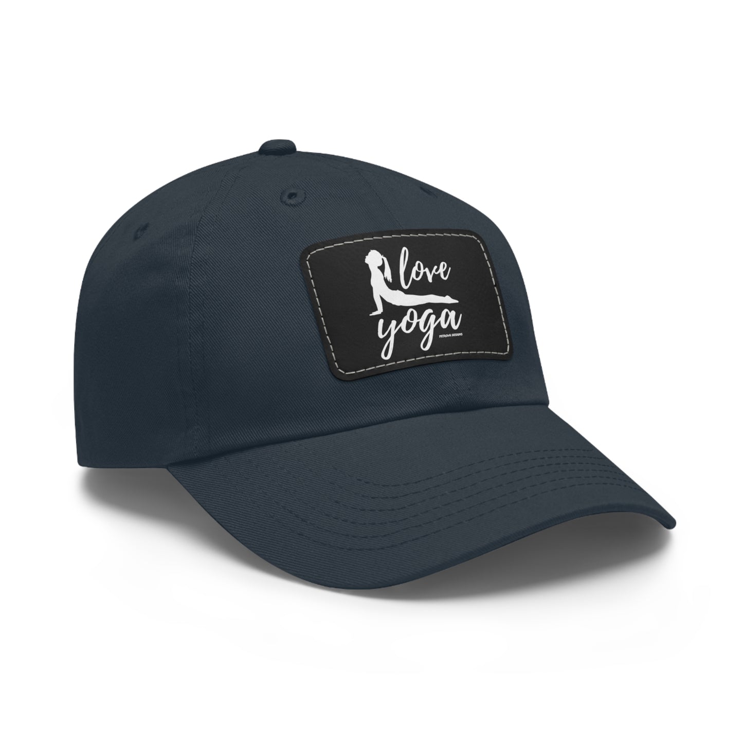Hats Yoga Gifts | "Love Yoga" Dad Hat with Leather Patch | Petrova Designs