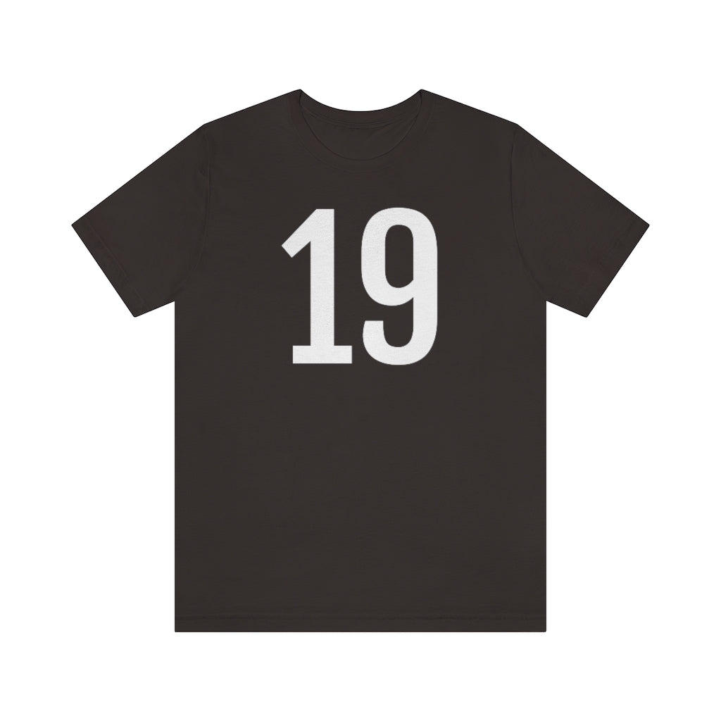 Brown T-Shirt 19 Numbered T Shirt with Number On Them for Numerological Black Tshirt Outfit Petrova Designs