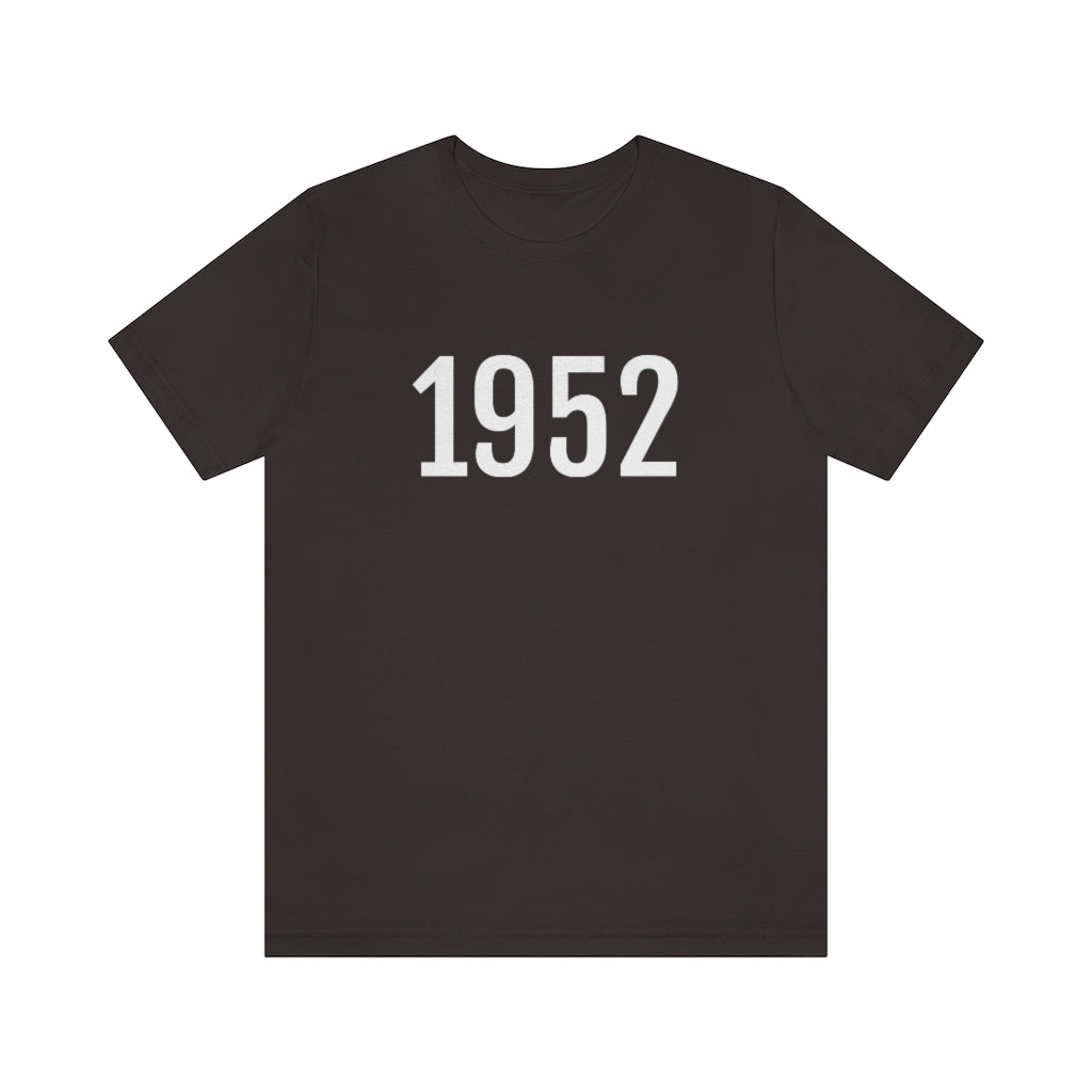 Brown T-Shirt 1952 Tee Shirt with Numbers On Them for Numbered T-Shirt Outfit Numerology Aesthetic Petrova Designs