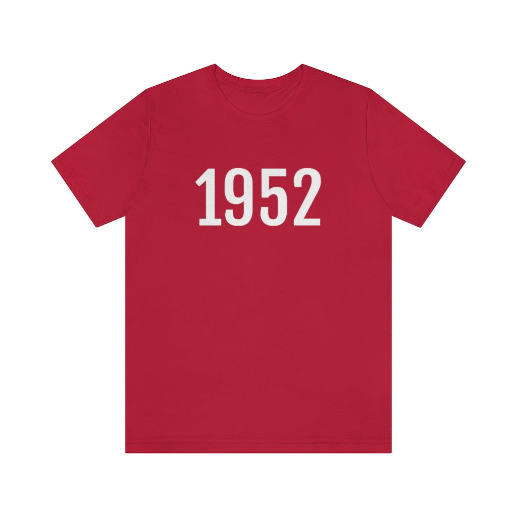 Red T-Shirt 1952 Tee Shirt with Numbers On Them for Numbered T-Shirt Outfit Numerology Aesthetic Petrova Designs