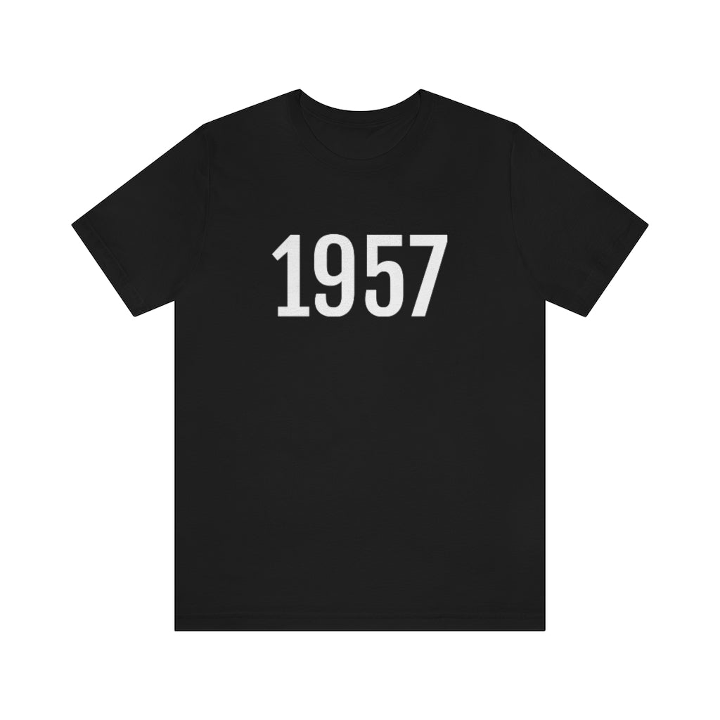 Black T-Shirt 1957 Tee Shirt with Numbers On Them for Numbered T-Shirt Outfit Numerology Aesthetic Petrova Designs