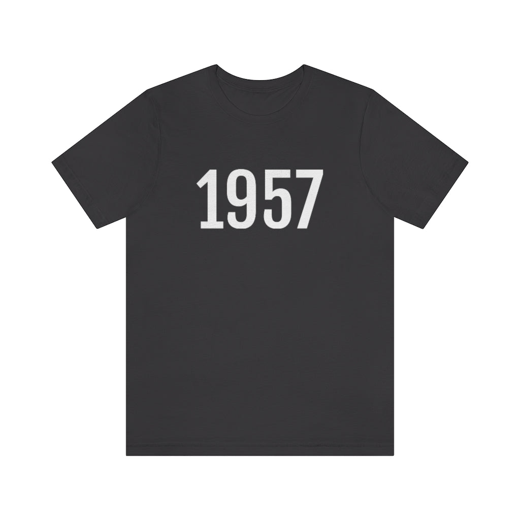 Dark Grey T-Shirt 1957 Tee Shirt with Numbers On Them for Numbered T-Shirt Outfit Numerology Aesthetic Petrova Designs