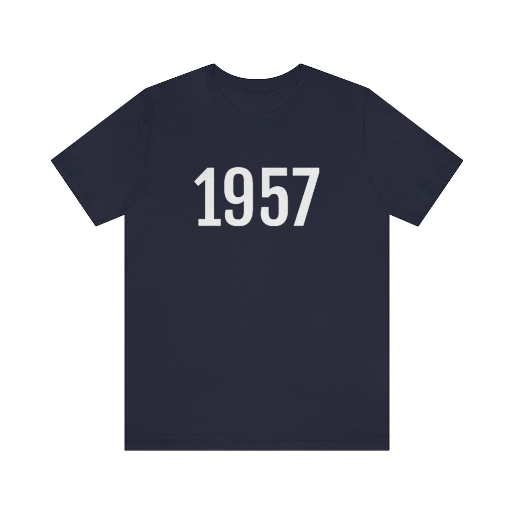 Navy T-Shirt 1957 Tee Shirt with Numbers On Them for Numbered T-Shirt Outfit Numerology Aesthetic Petrova Designs