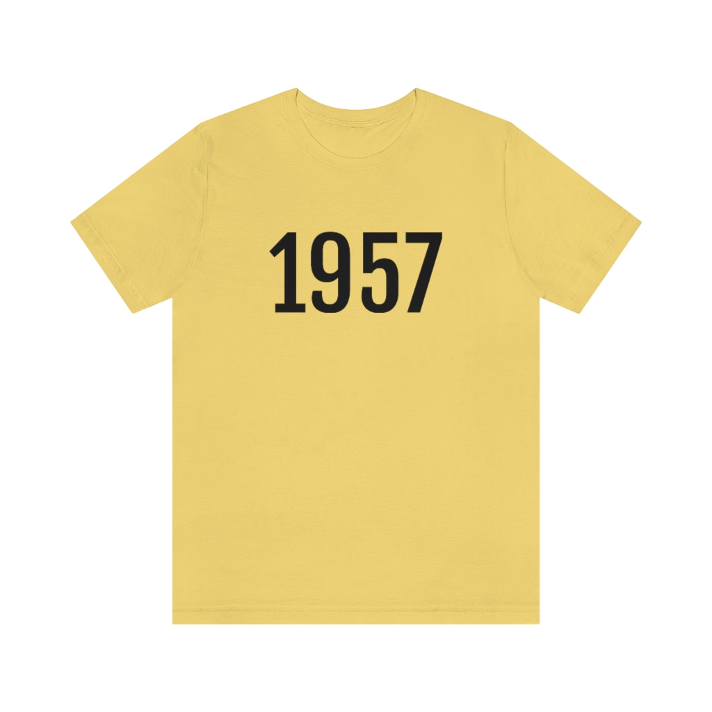 Yellow T-Shirt 1957 Tee Shirt with Numbers On Them for Numbered T-Shirt Outfit Numerology Aesthetic Petrova Designs