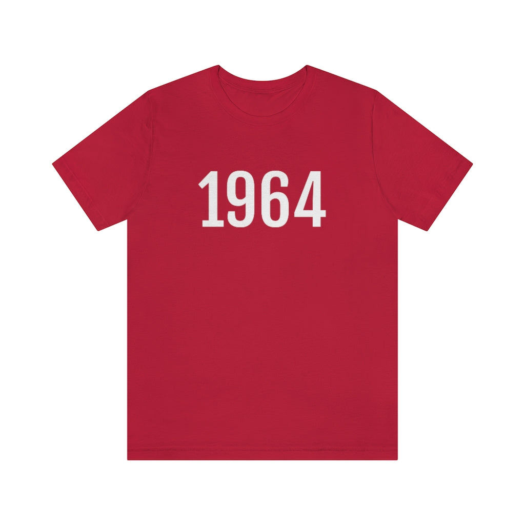 Red T-Shirt 1964 Tee Shirt with Numbers On Them for Numbered T-Shirt Outfit Numerology Aesthetic Petrova Designs