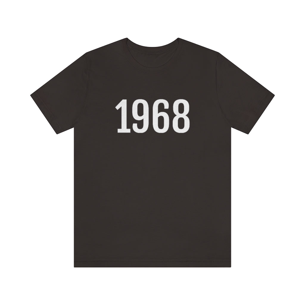 Brown T-Shirt 1968 Tee Shirt with Numbers On Them for Numbered T-Shirt Outfit Numerology Aesthetic Petrova Designs