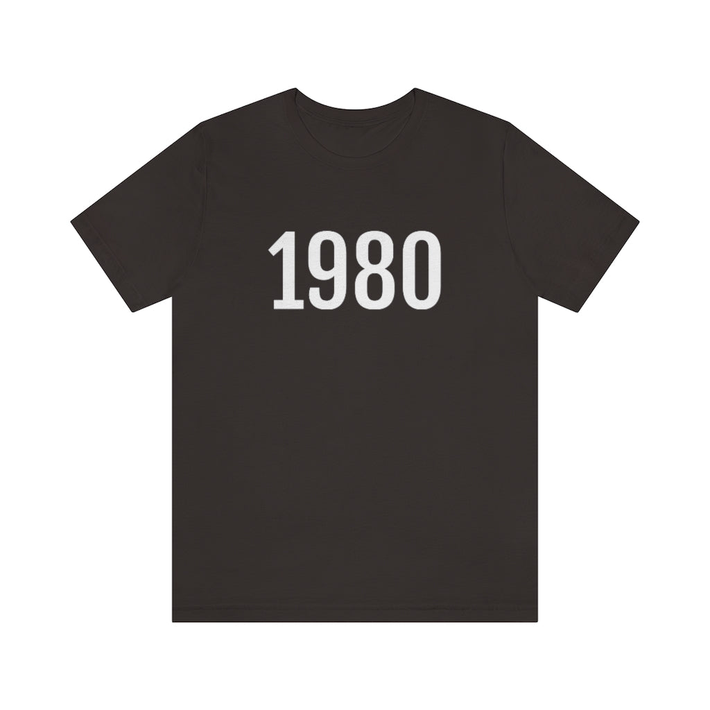 Brown T-Shirt 1980 Tee Shirt with Numbers On Them for Numbered T-Shirt Outfit Numerology Aesthetic Petrova Designs