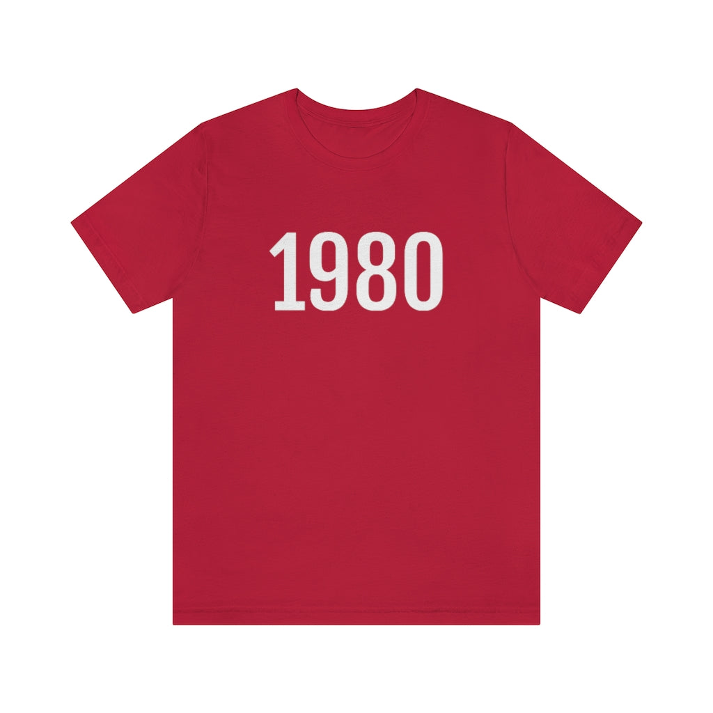 Red T-Shirt 1980 Tee Shirt with Numbers On Them for Numbered T-Shirt Outfit Numerology Aesthetic Petrova Designs