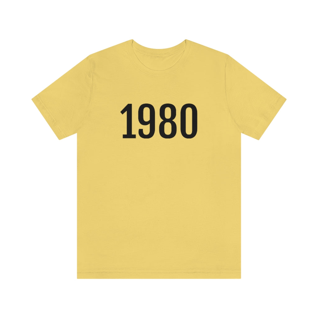 Yellow T-Shirt 1980 Tee Shirt with Numbers On Them for Numbered T-Shirt Outfit Numerology Aesthetic Petrova Designs