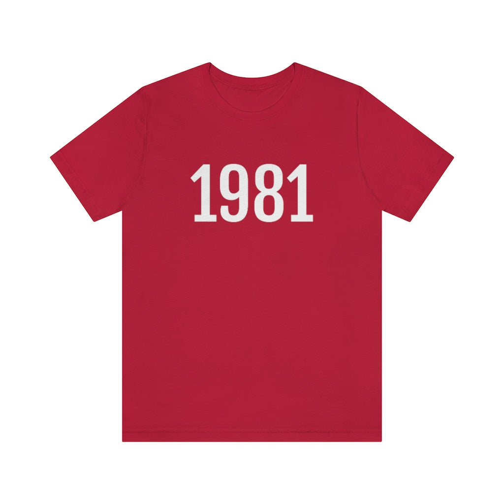 Red T-Shirt 1981 Tee Shirt with Numbers On Them for Numbered T-Shirt Outfit Numerology Aesthetic Petrova Designs