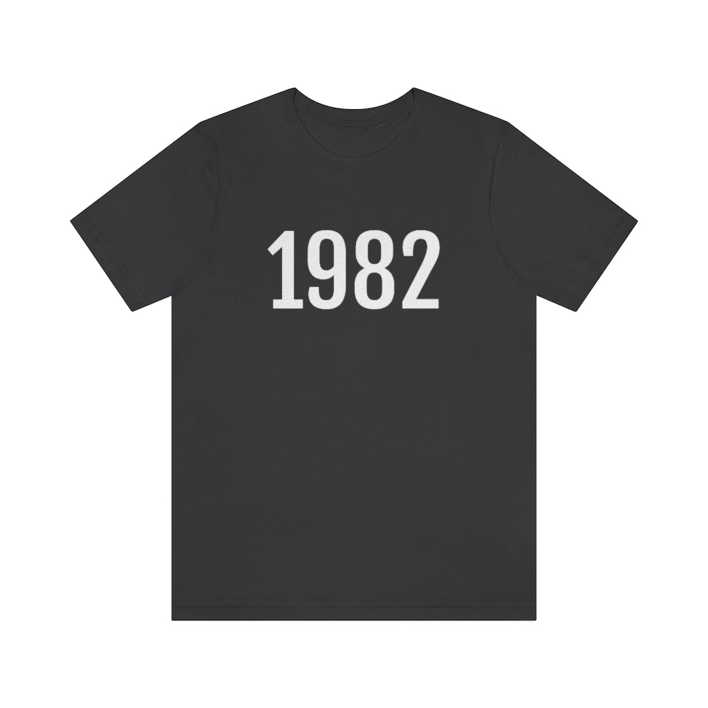 Dark Grey T-Shirt 1982 Tee Shirt with Numbers On Them for Numbered T-Shirt Outfit Numerology Aesthetic Petrova Designs