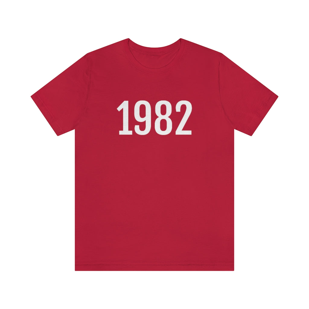 Red T-Shirt 1982 Tee Shirt with Numbers On Them for Numbered T-Shirt Outfit Numerology Aesthetic Petrova Designs