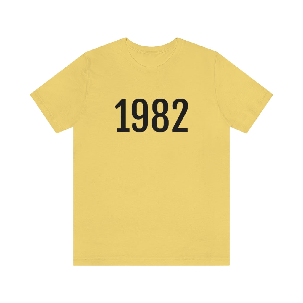 Yellow T-Shirt 1982 Tee Shirt with Numbers On Them for Numbered T-Shirt Outfit Numerology Aesthetic Petrova Designs